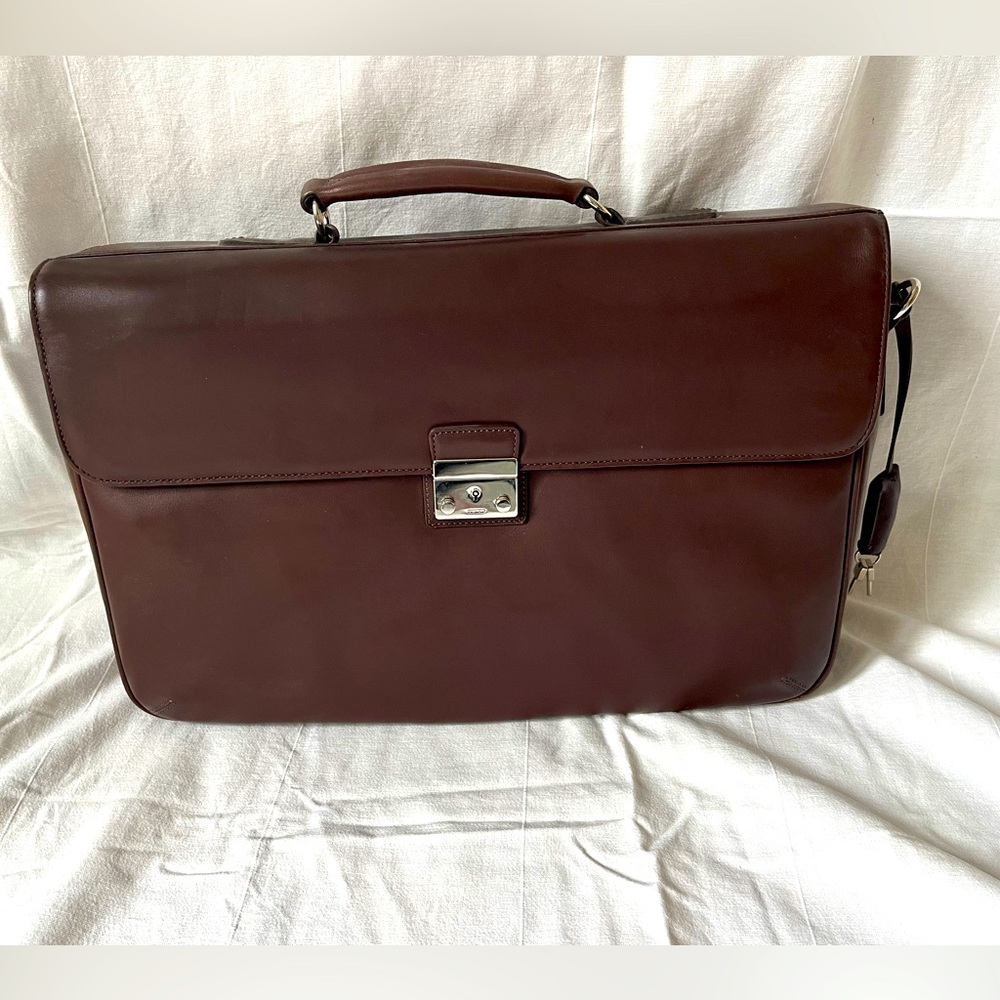 Coach Leather Portfolio Briefcase Mahogany Brown